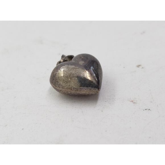 Vintage Large Sterling Silver 925 Big Puffy Heart Pendant Charm Patina - Picture 6 of 7